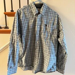 Cinch Blue and Gray Plaid Casual Button Down Shirt